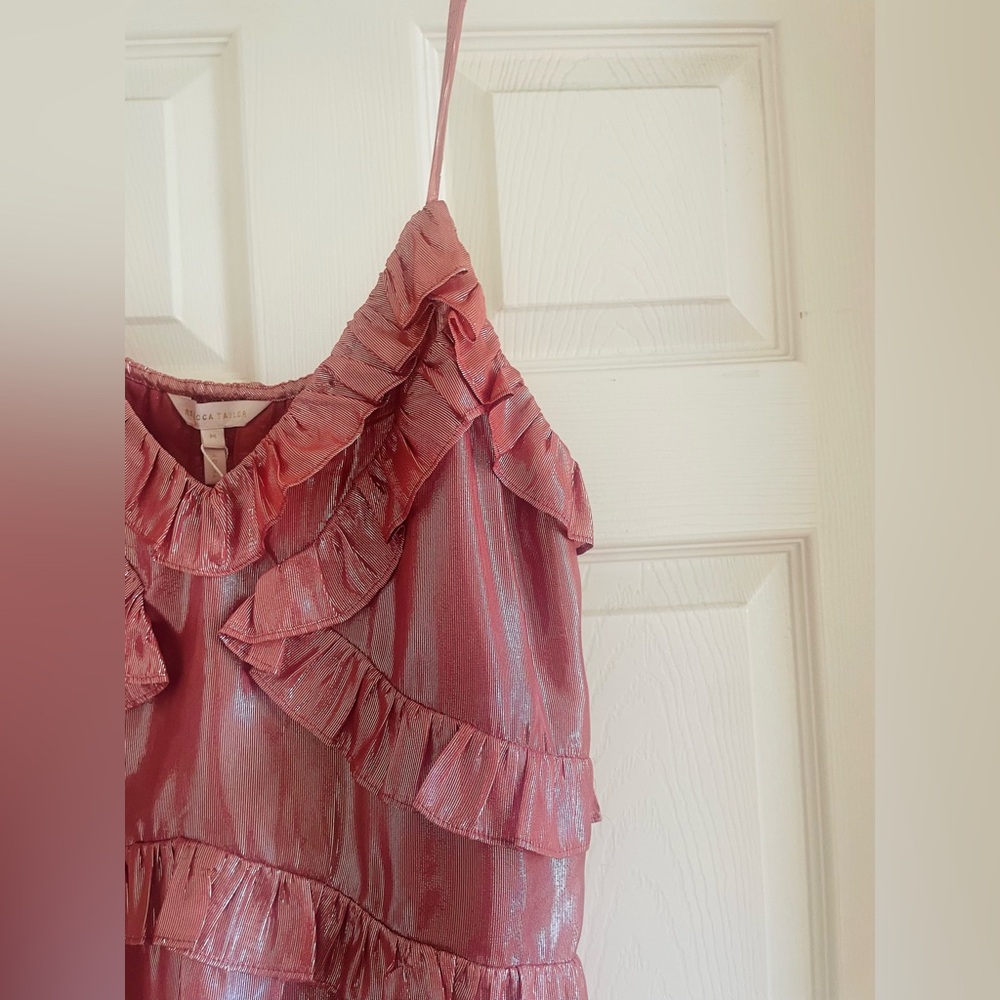 Rebecca Taylor Metallic Pink Ruffled Camisole - Picture 5 of 11
